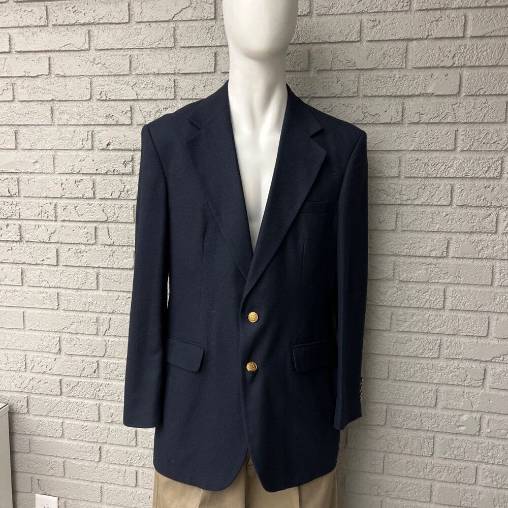 Haggar Clothing Co. Men Navy Single Breasted Sport Blazer Jacket Size 42L
